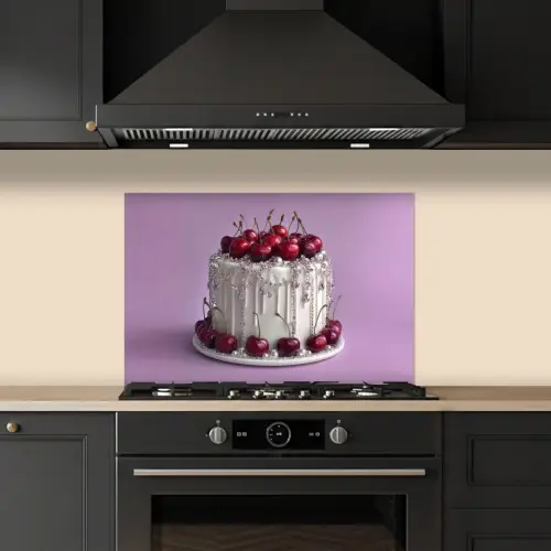 Taart - Kersen - Juwelen - Rood keuken achterwand spatscherm klein -sfeer1