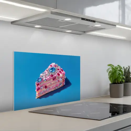 Taart - Edelstenen - Glitters - Roze keuken achterwand spatscherm klein -3d_schuin