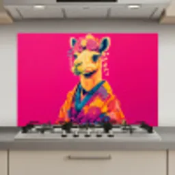 Kameel - Bloemen - Kimono - Waaiers keuken achterwand spatscherm klein -3d_website