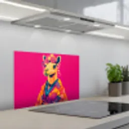 Kameel - Bloemen - Kimono - Waaiers keuken achterwand spatscherm klein -3d_schuin