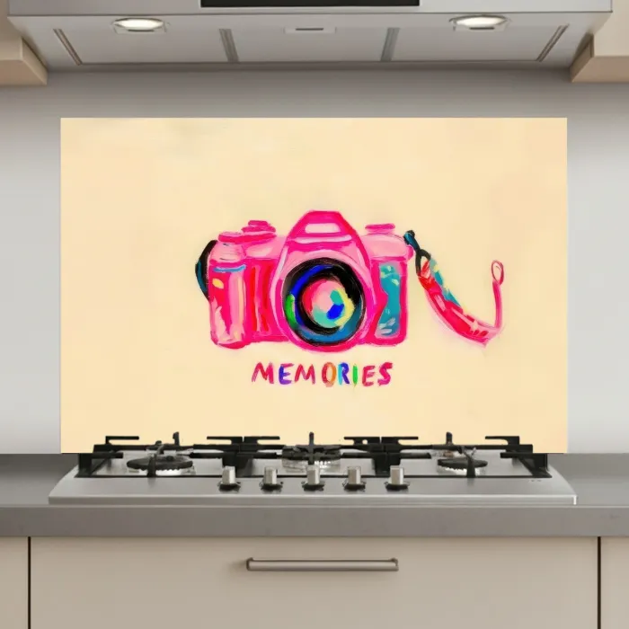 Camera - Memories - Roze - Geschilderd keuken achterwand spatscherm klein -3d_website