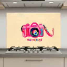 Camera - Memories - Roze - Geschilderd keuken achterwand spatscherm klein -3d_website