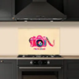 Camera - Memories - Roze - Geschilderd keuken achterwand spatscherm klein -sfeer1