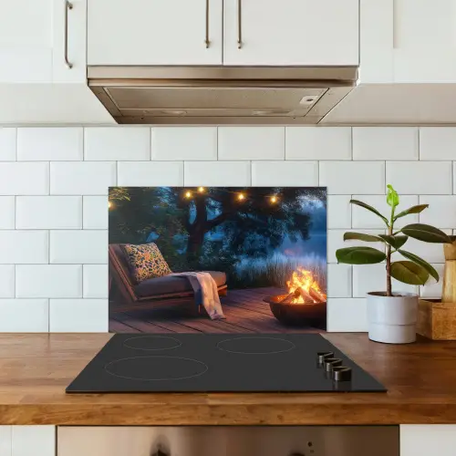 Kampvuur - Meer - Avondlicht keuken achterwand spatscherm klein -sfeer2
