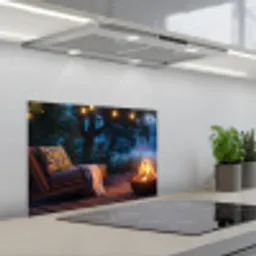 Kampvuur - Meer - Avondlicht keuken achterwand spatscherm klein -3d_schuin
