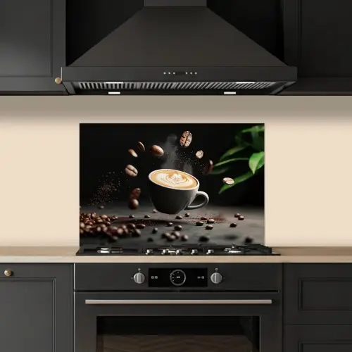 Cappuccino - Kop - Bonen - Bruin keuken achterwand spatscherm klein -sfeer1