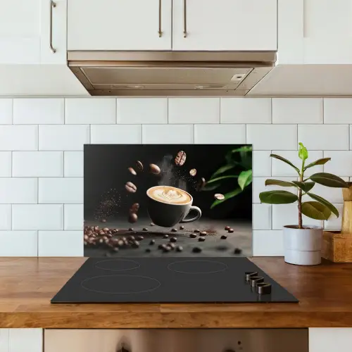 Cappuccino - Kop - Bonen - Bruin keuken achterwand spatscherm klein -sfeer2