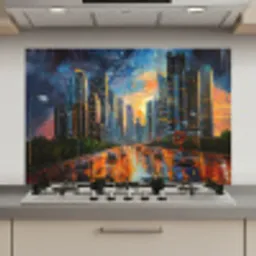 Auto - Skyline - Zon - Blauw keuken achterwand spatscherm klein -3d_website