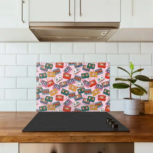 Cassette - Patroon - Roze keuken achterwand spatscherm klein 900 -sfeer2