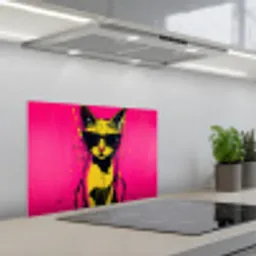 Kat - Art - Zonnebril - Roze keuken achterwand spatscherm klein -3d_schuin
