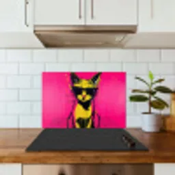 Kat - Art - Zonnebril - Roze keuken achterwand spatscherm klein -sfeer2