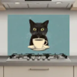 Kat - Zwart - Koffie - Minimalistisch keuken achterwand spatscherm klein -3d_website