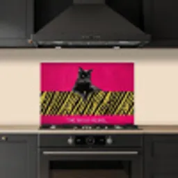 Kat - Baas - Roze - Tijgerprint keuken achterwand spatscherm klein -sfeer1