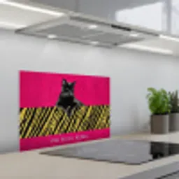 Kat - Baas - Roze - Tijgerprint keuken achterwand spatscherm klein -3d_schuin
