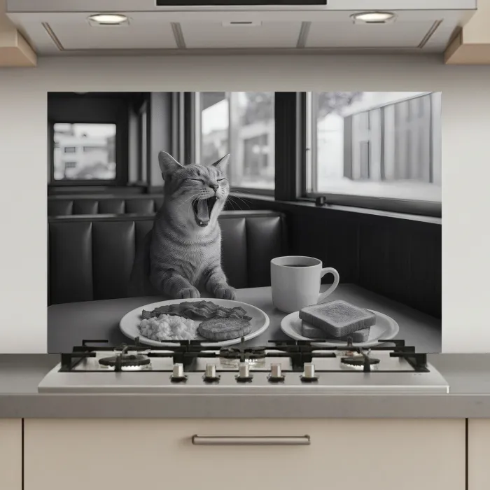 Kat - Koffie - Brood - Zwart keuken achterwand spatscherm klein -3d_website