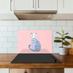 Kat - Illustratie - Minimalistisch - Roze keuken achterwand spatscherm klein -sfeer2