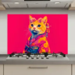 Kat - Kimono - Bloemen - Roze keuken achterwand spatscherm klein -3d_website