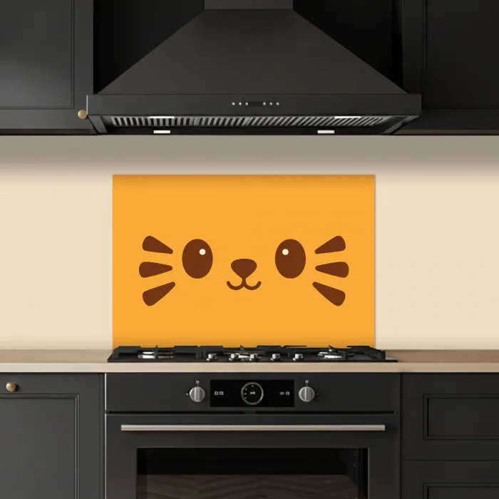 Kat - Simplistisch - Oranje - Vrolijk keuken achterwand spatscherm klein -sfeer1