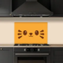 Kat - Simplistisch - Oranje - Vrolijk keuken achterwand spatscherm klein -sfeer1