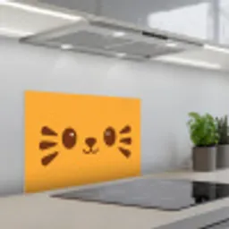 Kat - Simplistisch - Oranje - Vrolijk keuken achterwand spatscherm klein -3d_schuin