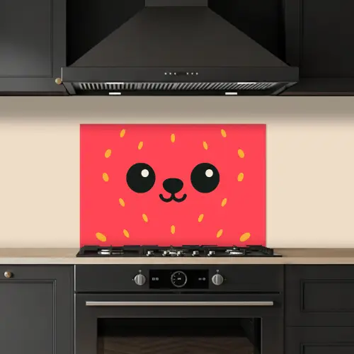 Kat - Aardbei - Cartoon keuken achterwand spatscherm klein -sfeer1