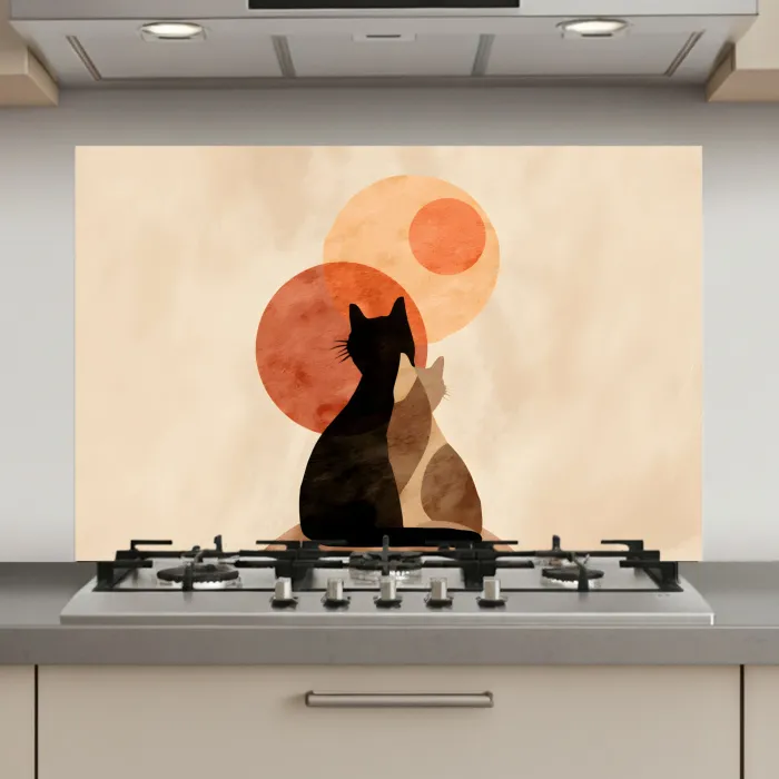 Katten - Zwart - Abstract - Cirkels keuken achterwand spatscherm klein -3d_website
