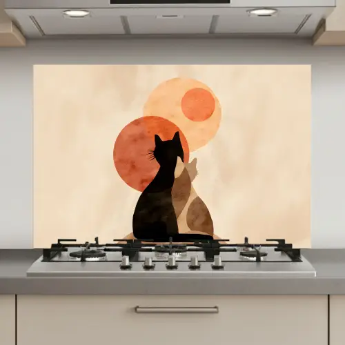 Katten - Zwart - Abstract - Cirkels keuken achterwand spatscherm klein -3d_website