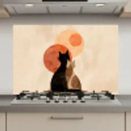 Katten - Zwart - Abstract - Cirkels keuken achterwand spatscherm klein -3d_website