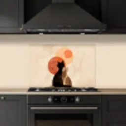 Katten - Zwart - Abstract - Cirkels keuken achterwand spatscherm klein -sfeer1