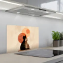 Katten - Zwart - Abstract - Cirkels keuken achterwand spatscherm klein -3d_schuin