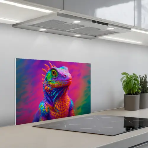 Kameleon - Dieren - Neon - Kleur keuken achterwand spatscherm klein -3d_schuin