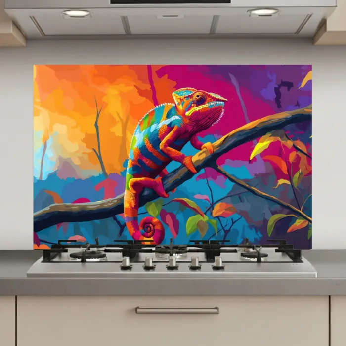 Kameleon - Tak - Gestreept - Bladeren keuken achterwand spatscherm klein -3d_website