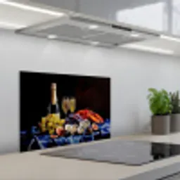 Champagne - Luxe - Oesters keuken achterwand spatscherm klein -3d_schuin