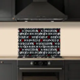 Tekens - Wit - Zwart keuken achterwand spatscherm klein 900 -sfeer1