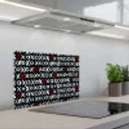 Tekens - Wit - Zwart keuken achterwand spatscherm klein 900 -3d_schuin
