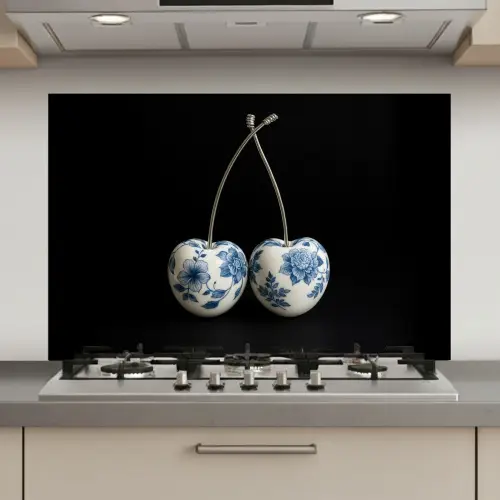 Kersen - Delfts blauw - Fruit keuken achterwand spatscherm klein -3d_website
