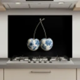 Kersen - Delfts blauw - Fruit keuken achterwand spatscherm klein -3d_website