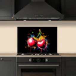 Kersen - Fruit - Graffiti - Verf - Abstract - Modern - Kleurrijk keuken achterwand spatscherm klein -sfeer1