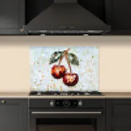 Kersen - Rood - Mozaïek - Blaadjes keuken achterwand spatscherm klein -sfeer1