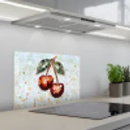 Kersen - Rood - Mozaïek - Blaadjes keuken achterwand spatscherm klein -3d_schuin