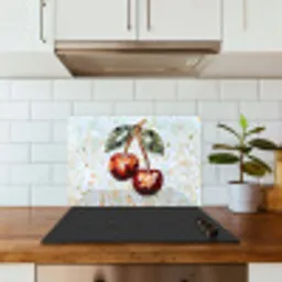 Kersen - Rood - Mozaïek - Blaadjes keuken achterwand spatscherm klein -sfeer2