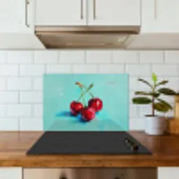 Kersen - Rood - Drie - Geverfd keuken achterwand spatscherm klein -sfeer2