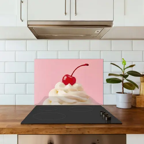 Kers - Slagroom - Roze keuken achterwand spatscherm klein -sfeer2
