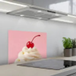 Kers - Slagroom - Roze keuken achterwand spatscherm klein -3d_schuin