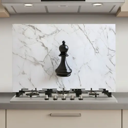 Schaakstuk - Loper - Zwart - Marmer keuken achterwand spatscherm klein -3d_website