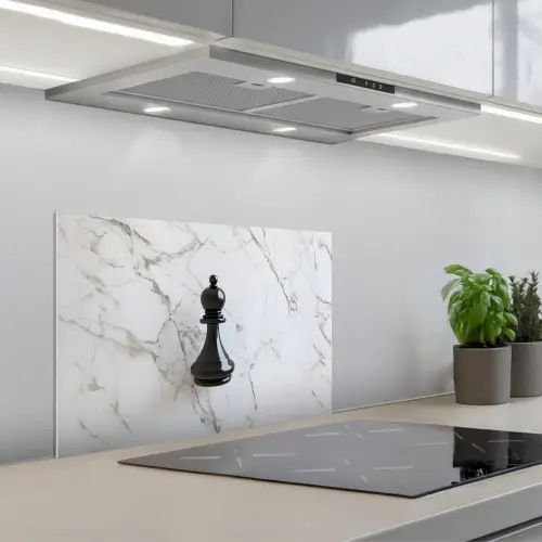 Schaakstuk - Loper - Zwart - Marmer keuken achterwand spatscherm klein -3d_schuin