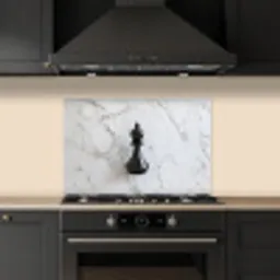Schaakstuk - Loper - Zwart - Marmer keuken achterwand spatscherm klein -sfeer1