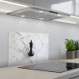 Schaakstuk - Loper - Zwart - Marmer keuken achterwand spatscherm klein -3d_schuin