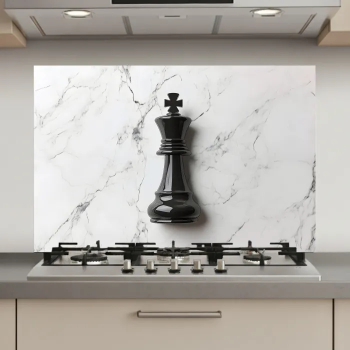 Schaakstuk - Koning - Zwart - Marmer keuken achterwand spatscherm klein -3d_website