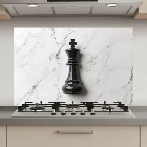 Schaakstuk - Koning - Zwart - Marmer keuken achterwand spatscherm klein -3d_website
